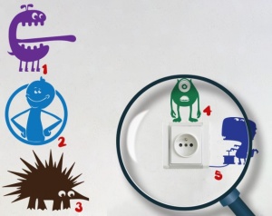 Pachet Stickere Pentru Prize - Monstruleti (Camera Baieti)