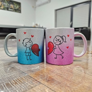 Set 2 cani personalizate Cuplu Inima
