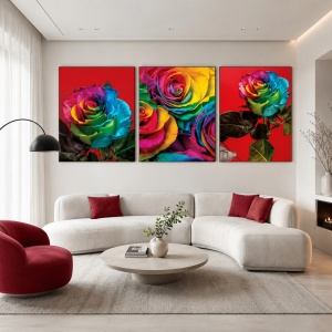 Set 3 Tablouri Canvas - Rainbow roses