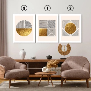 Set 3 Tablouri Tribal models and golden shapes - Img 2