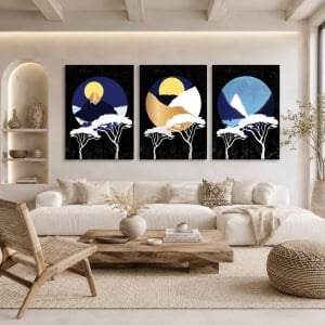 Set Tablouri Canvas - Abstract Circles And Trees