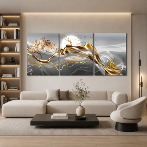 Set Tablouri Canvas - Deer And Golden Boat