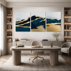 Set Tablouri Canvas - Lunar Golden Landscape