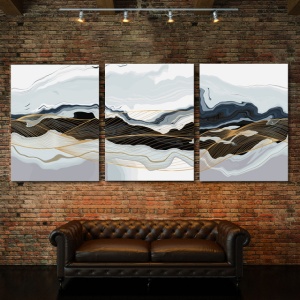 Set Tablouri Canvas - Marble And Golden Waves - Img 4