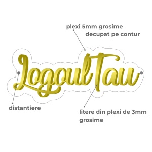 Sigla pe suport din plexiglass decupata pe contur cu litere din plexi aplicat 50x20cm - Img 2