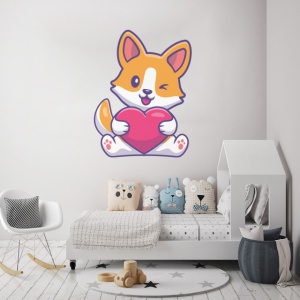 Sticker Copii - Corgi cu inimioara