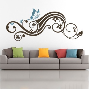 Sticker De Perete Abstract Floral Cu Fluture 01 - Img 2
