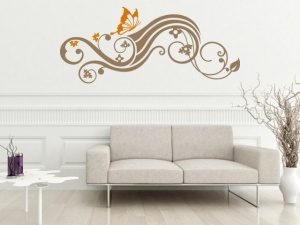 Sticker De Perete Abstract Floral Cu Fluture 01 - Img 3