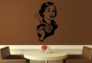 Sticker De Perete Femeie La Cafea - Img 2