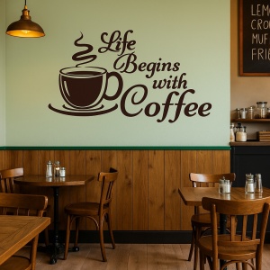 Sticker De Perete Life Begins With Coffee