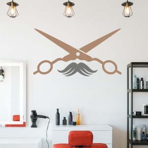 Sticker Frizerie (foarfece si mustata)