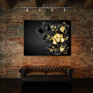 Tablou Canvas Black And Gold Orchids - Img 3