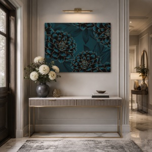 Tablou Canvas Blue And Golden Dahlias