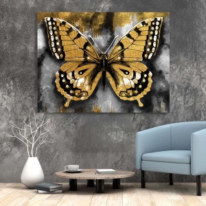 Tablou Canvas - Fluture in nunate aurii - Img 3