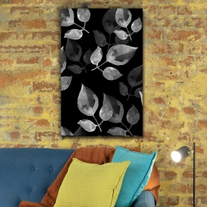 Tablou canvas - Frunze pictate pe fundal negru (Floral 055)