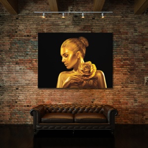 Tablou Canvas Golden Lady With Rose - Img 3