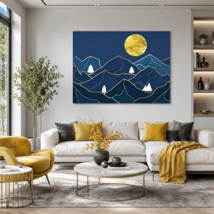 Tablou Canvas Golden Mountains And White Trees