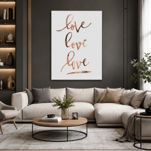 Tablou Canvas Inspirațional - Love (copper handwrite)
