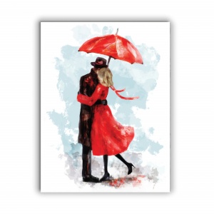 Tablou Canvas Kiss Under A Red Umbrella - Img 4