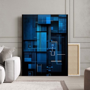 Tablou Canvas Modern Abstract - 3D Dark blue geometry