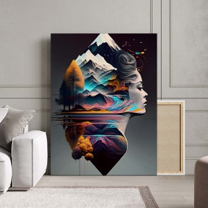 Tablou Canvas Modern Abstract - 3D Double exposure portrait - Img 2