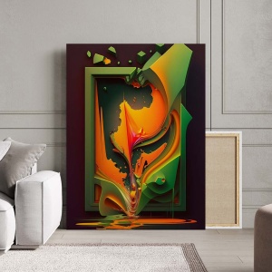 Tablou Canvas Modern Abstract - 3D Green and orange splash