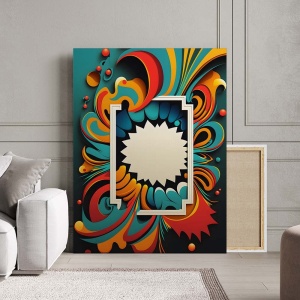 Tablou Canvas Modern Abstract - Colorful splash and white frame - Img 2