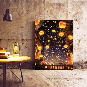 Tablou Canvas Modern Abstract - Flying lanterns - Img 3