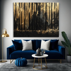 Tablou Canvas Modern Abstract - Golden forest in flames