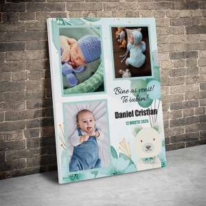 Tablou Canvas Personalizat - Colaj 3 poze nastere baietel - Img 2