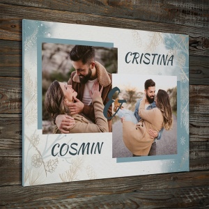 Tablou Canvas Personalizat - Peisaj de iarna cu poze de cuplu - Img 4