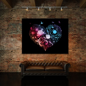 Tablou Canvas Rainbow Glowing Heart - Img 3