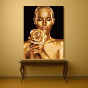 Tablou Canvas - The lady and the golden rose - Img 4