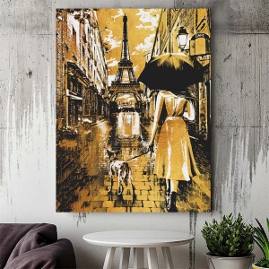 Tablou Canvas - Walking in the rain in Paris - Img 3