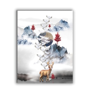 Tablou Canvas White Doves And Deer - Img 2