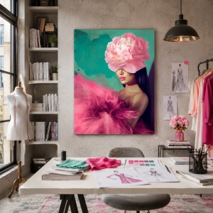 Tablou Canvas Woman With Pink Flower