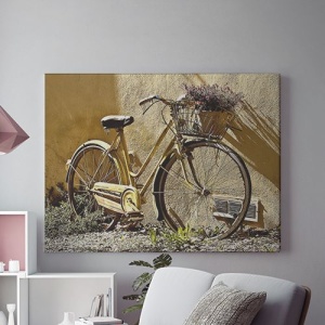 Tablou Canvas Yellow Bike With Flowers