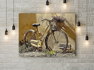 Tablou Canvas Yellow Bike With Flowers - Img 2