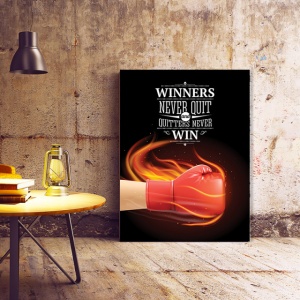 Tablou Motivational - Winners and Quitters (fire glove)