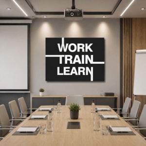 Tablou Motivational - Work, Train, Learn