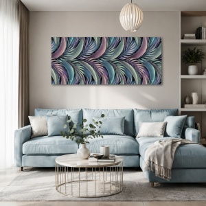 Tablou Vegetatie - Pattern cu frunze exotice pastel (035)
