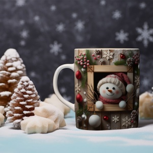 Cana De Craciun - 3D Snowman in a Frame - Img 2
