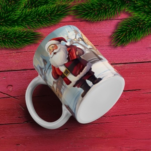 Cana De Craciun - Cartoon Santa and Big Presents