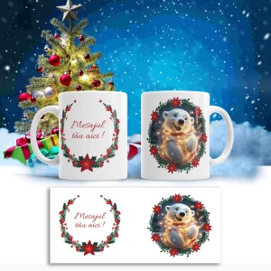 Cana De Craciun - Joyful Polar Bear (mesaj personalizat)