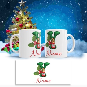 Cana De Craciun - Litere cu gnomi Y (nume personalizat)