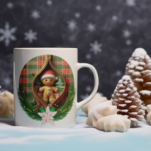 Cana De Craciun - Santa Gingerbread Man with Presents (mesaj personalizat)