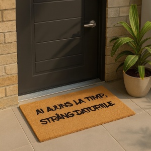 Covor de intrare personalizat - 60x40cm - Ai ajuns la timp. Strâng datoriile