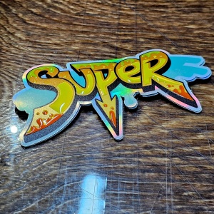 Etichete adezive personalizate 3D 10x10cm decupat pe autocolant holografic - Img 3