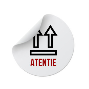 Etichete personalizate cu ATENTIE, 100 buc, PVC, rezistente la apa