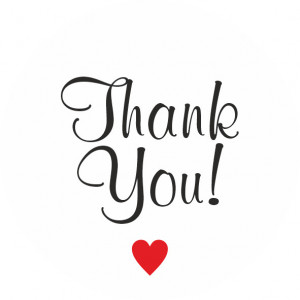 Etichete personalizate Thank You - Love, 100 buc, PVC, rezistente la apa - Img 2